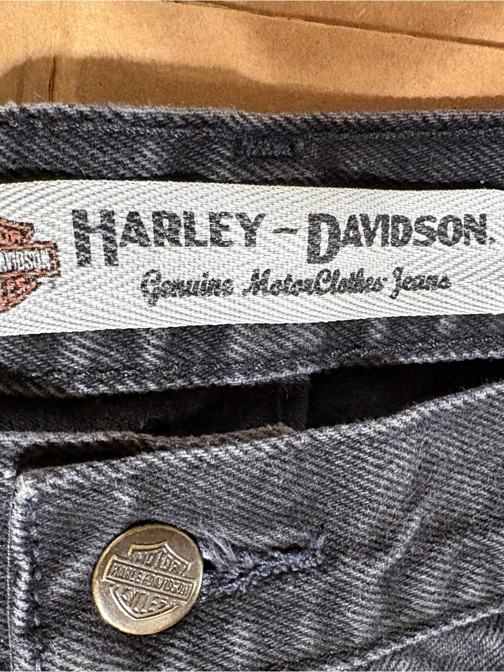 Retro 2008 Harley Davidson Genuine MotorClothes Black Denim Jeans Mens 40x32 Y2K - Picture 10 of 16